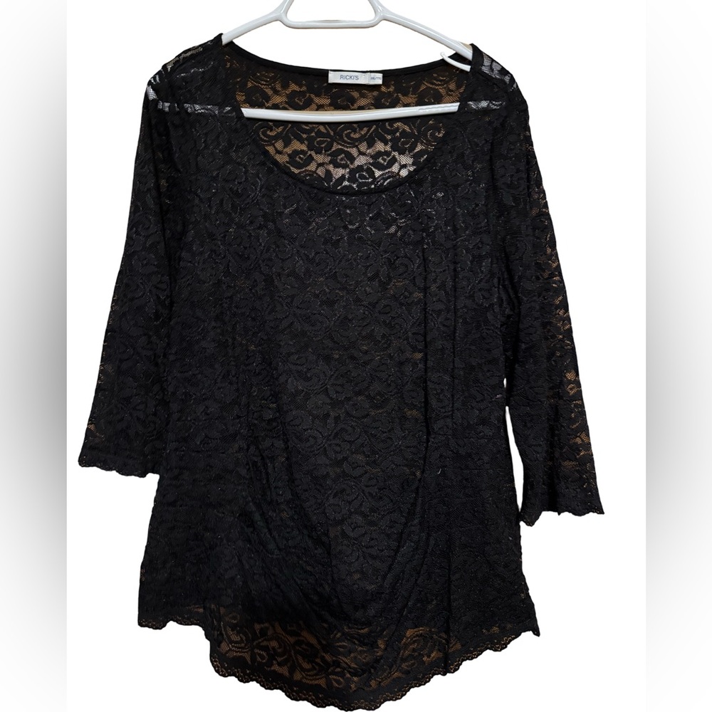 Ricki’s Black Lace 3/4 Sleeve Top